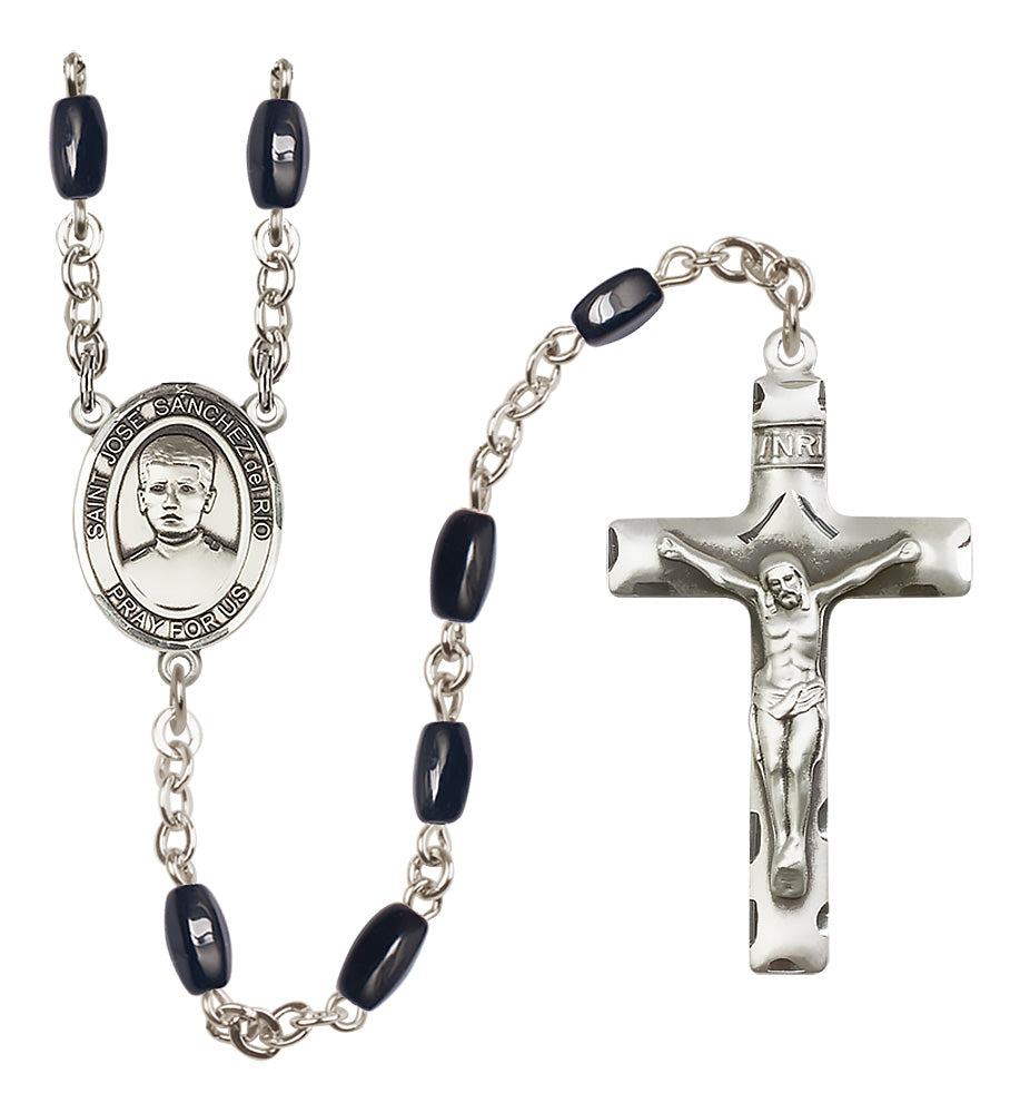 Blessed Jose Canchez del Rio Rosary - 8x5mm Black Onyx beads - 8446