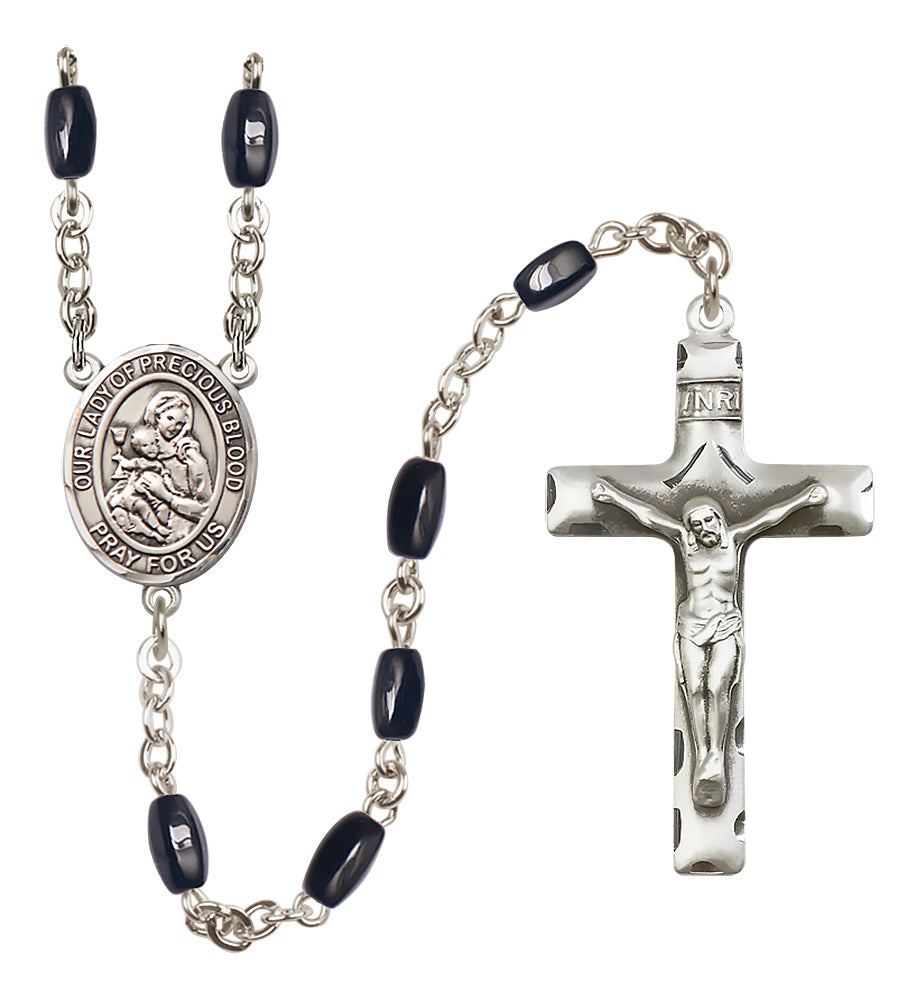 O/L of the Precious Blood Rosary - 8x5mm Black Onyx beads - 8448