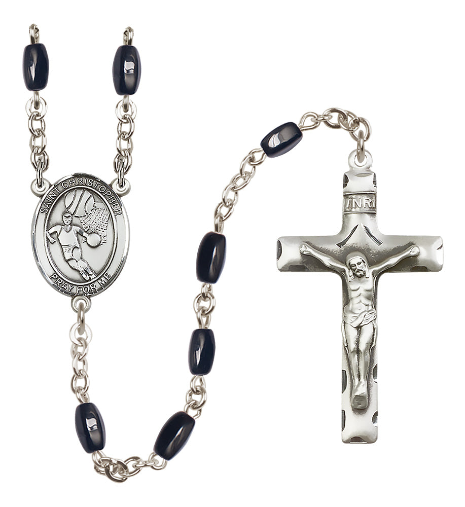 Basketball Rosary - 8x5mm Black Onyx beads - 8502