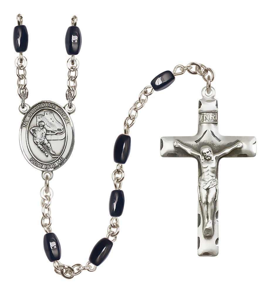 Hockey Rosary - 8x5mm Black Onyx beads - 8704