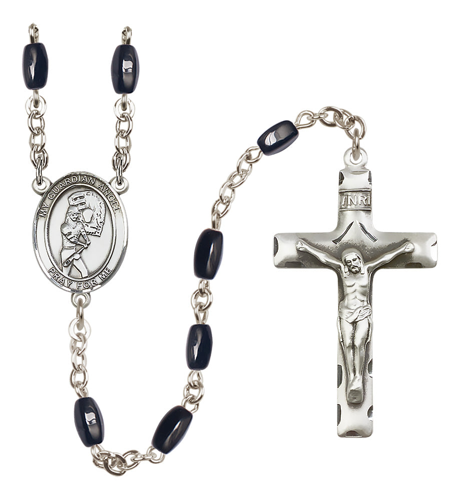 Softball Rosary - 8x5mm Black Onyx beads - 8707