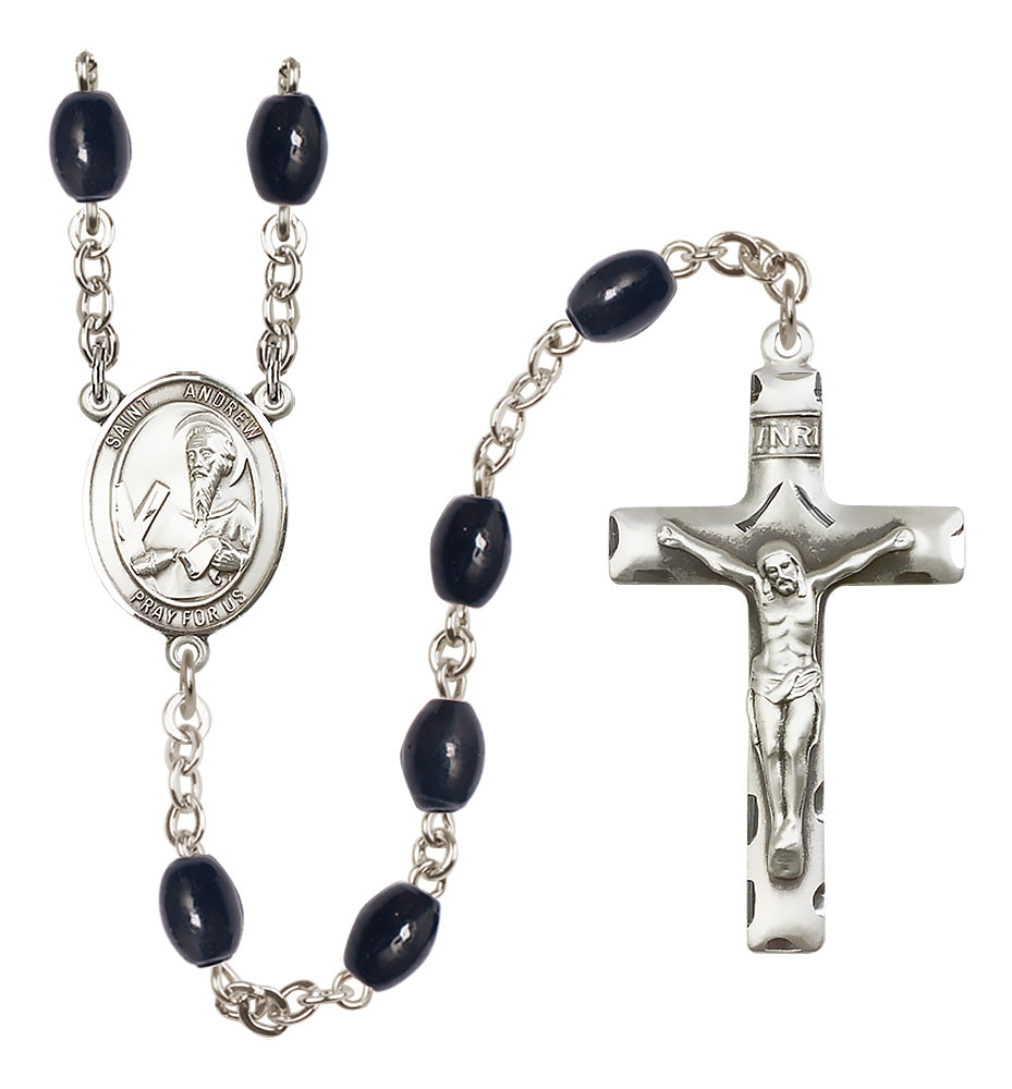 St. Andrew the Apostle Rosary - 8x6mm Black Onyx beads - 8000