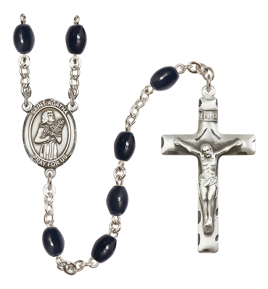 St. Agatha Rosary - 8x6mm Black Onyx beads - 8003