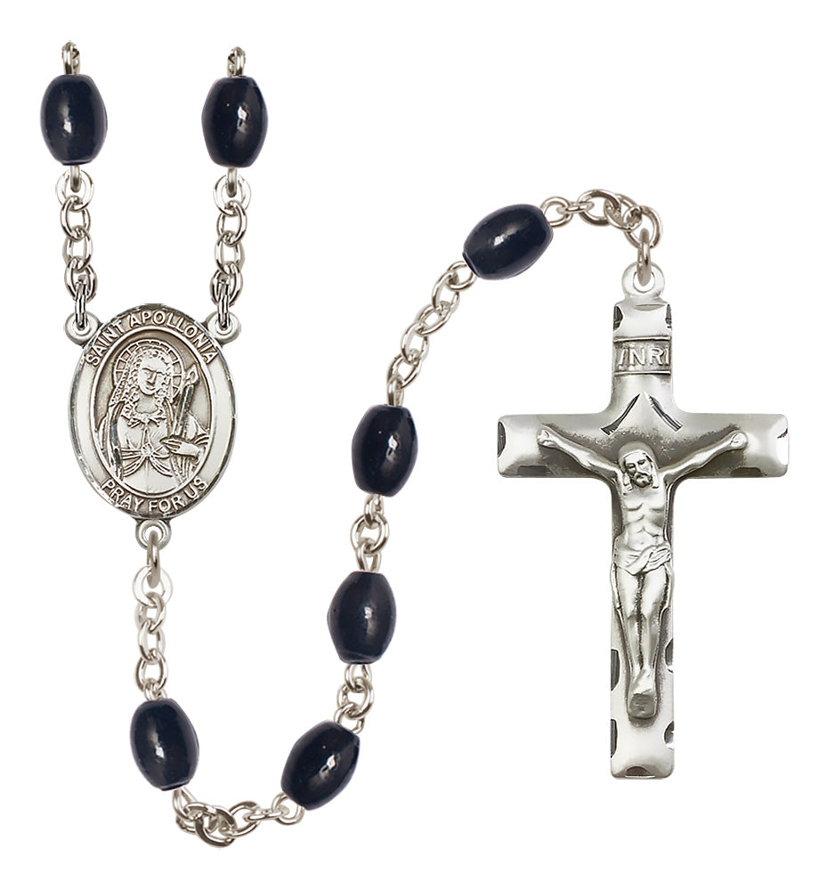 St. Apollonia Rosary - 8x6mm Black Onyx beads - 8005