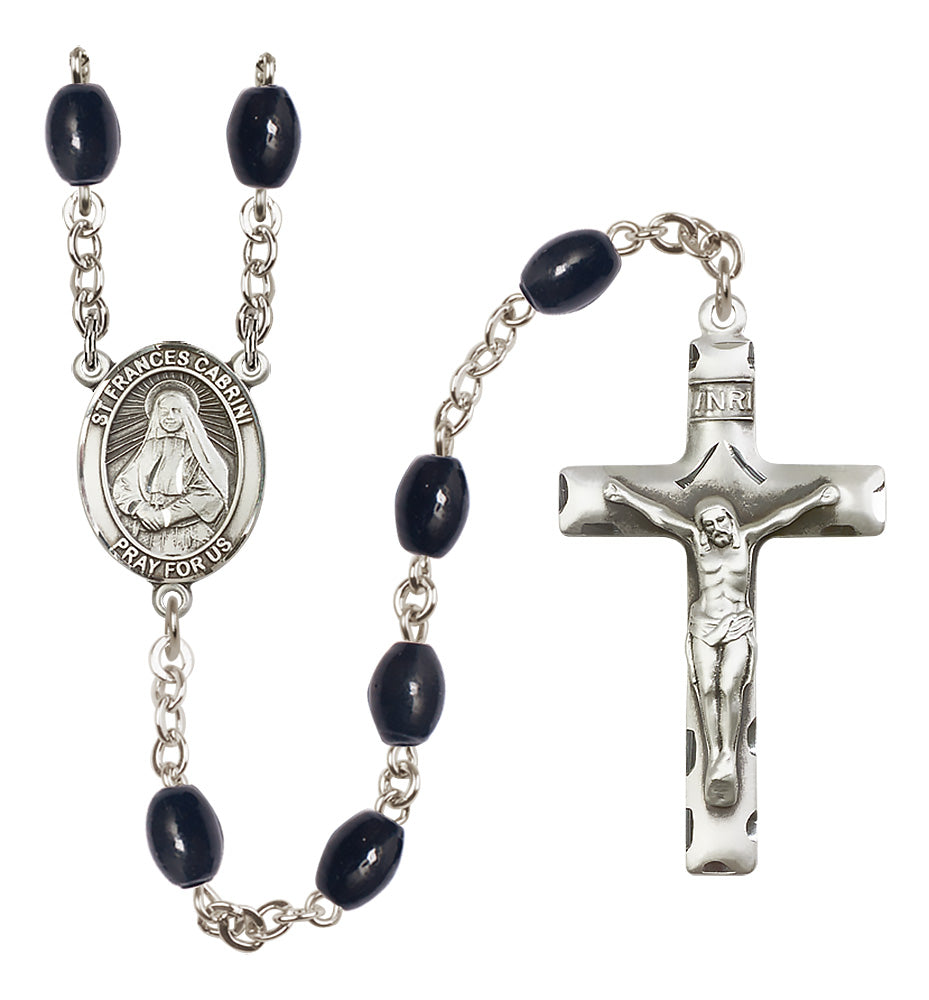 St. Frances Cabrini Rosary - 8x6mm Black Onyx beads - 8011