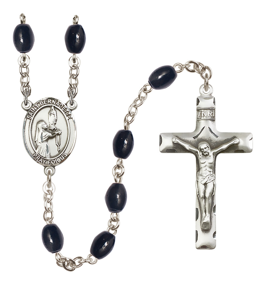 St. Bernadette Rosary - 8x6mm Black Onyx beads - 8017