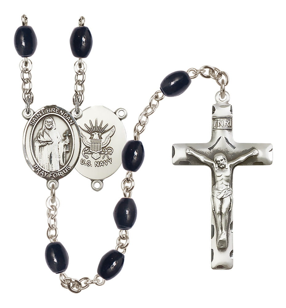 Navy Rosary - 8x6mm Black Onyx beads - 8018S6