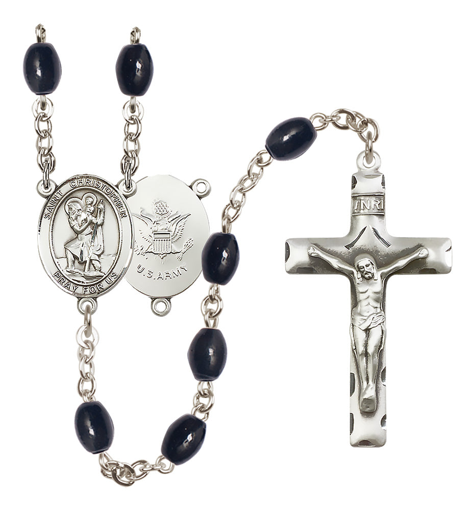 Army Rosary - 8x6mm Black Onyx beads - 8022S2