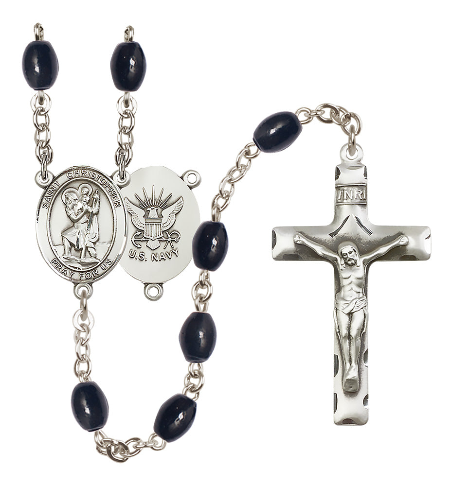 Navy Rosary - 8x6mm Black Onyx beads - 8022S6