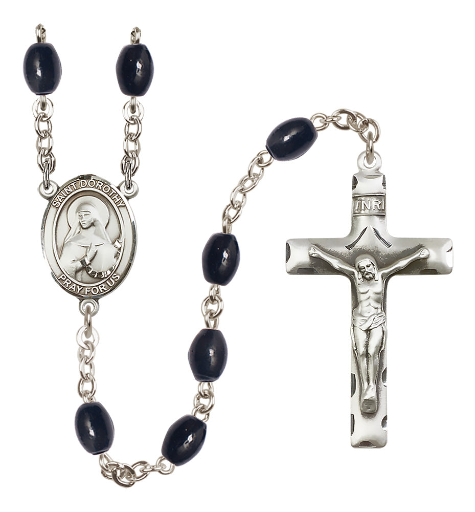 St. Dorothy Rosary - 8x6mm Black Onyx beads - 8023