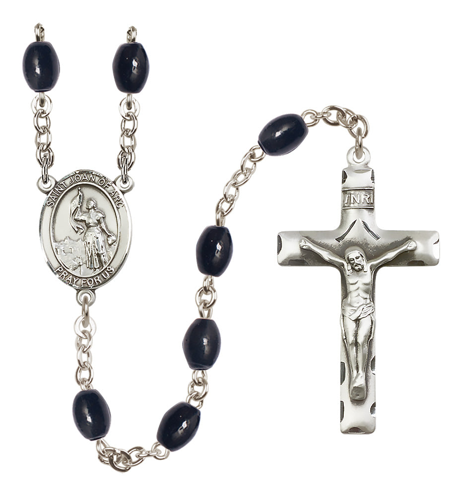 St. Joan of Arc Rosary - 8x6mm Black Onyx beads - 8053