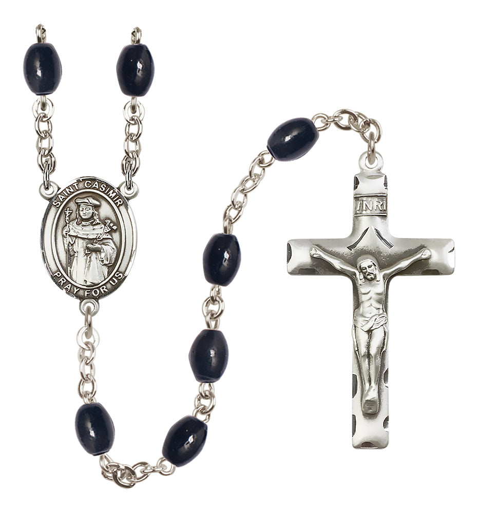 St. Casimir of Poland Rosary - 8x6mm Black Onyx beads - 8113