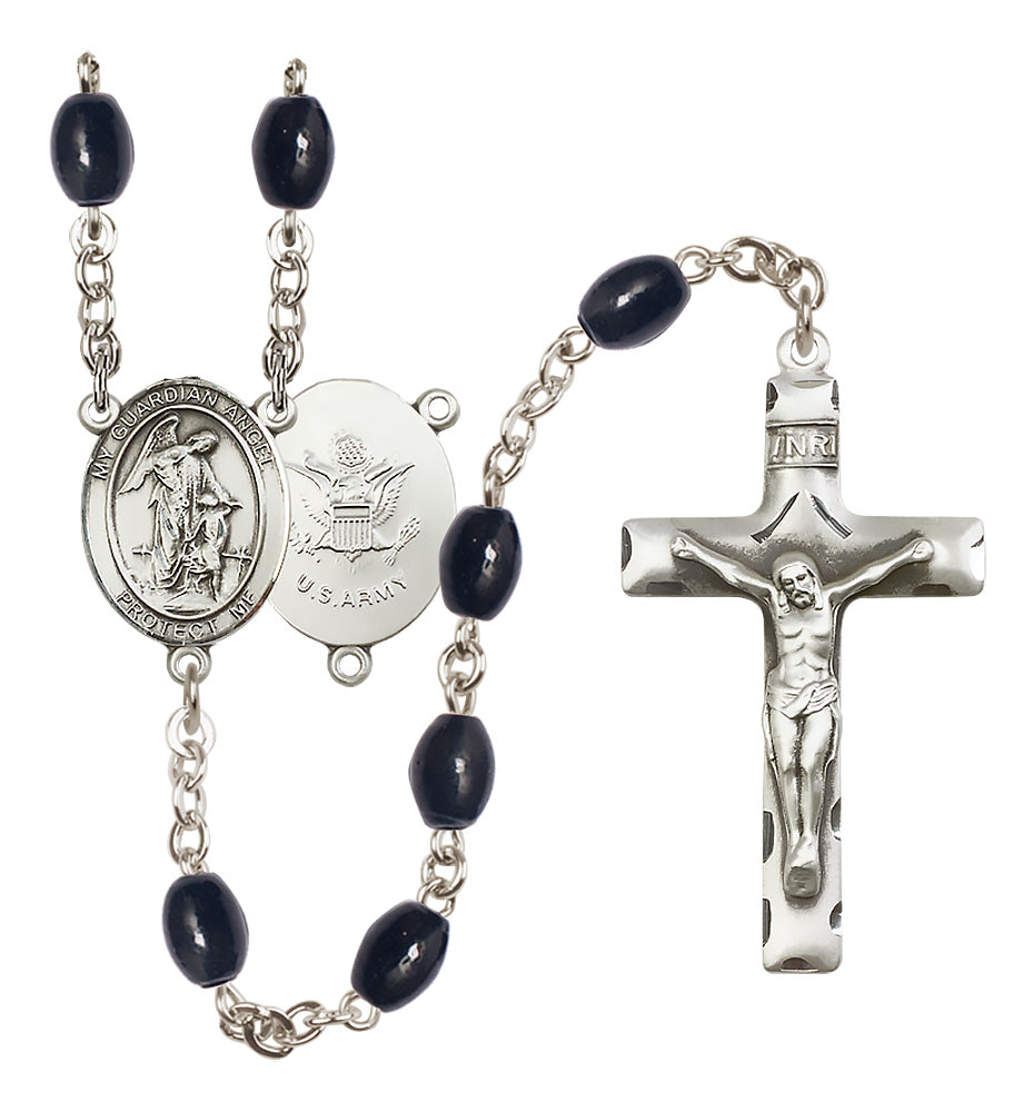 Army Rosary - 8x6mm Black Onyx beads - 8118S2
