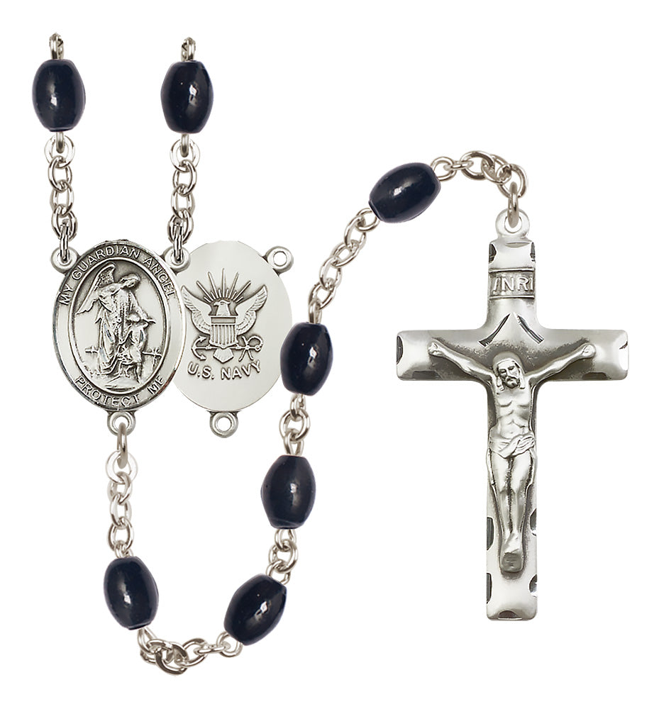 Navy Rosary - 8x6mm Black Onyx beads - 8118S6