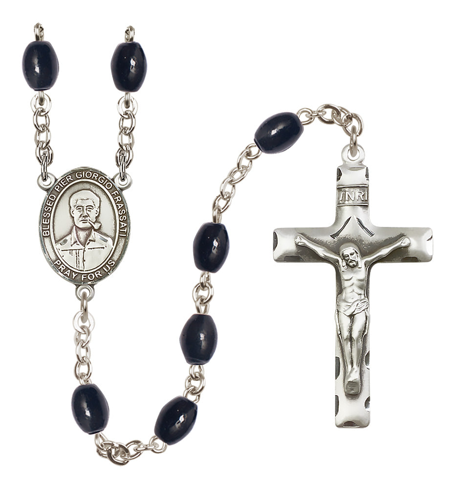 Blessed Pier Giorgio Frassati Rosary - 8x6mm Black Onyx beads - 8278