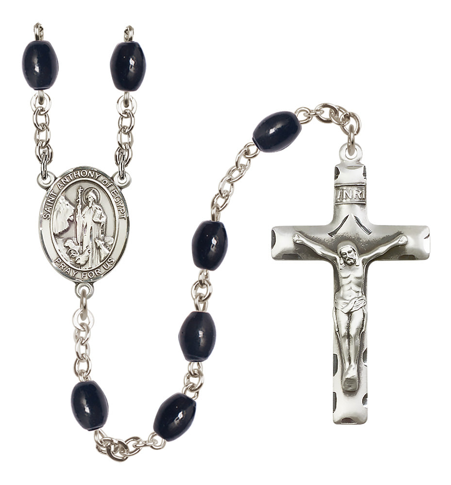 St. Anthony of Egypt Rosary - 8x6mm Black Onyx beads - 8317