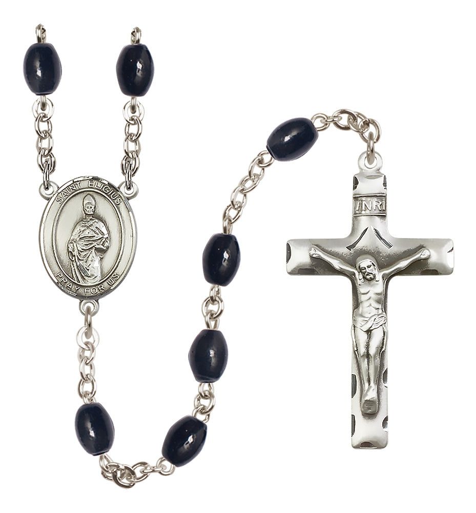 St. Eligius Rosary - 8x6mm Black Onyx beads - 8402
