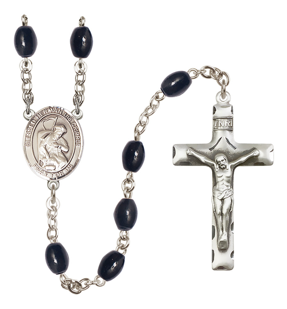 Blessed Herman the Cripple Rosary - 8x6mm Black Onyx beads - 8403