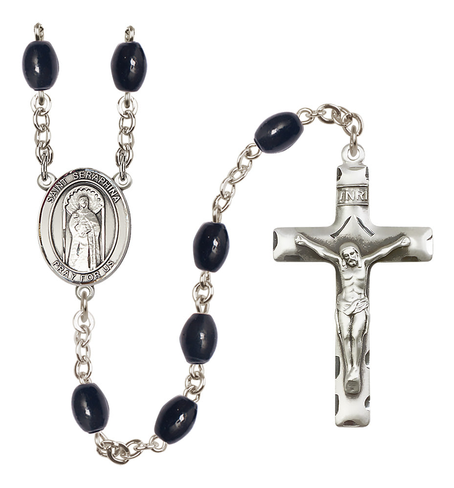 St. Seraphina Rosary - 8x6mm Black Onyx beads - 8405
