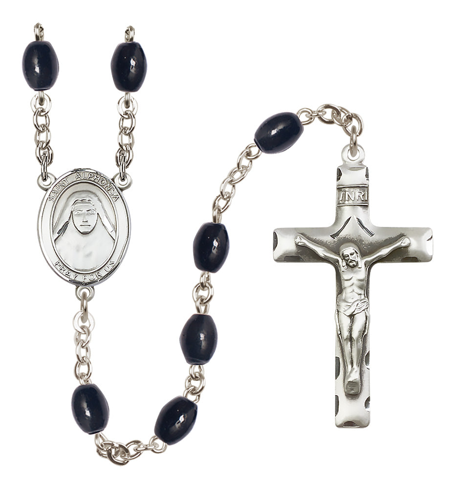 St. Alphonsa of India Rosary - 8x6mm Black Onyx beads - 8406