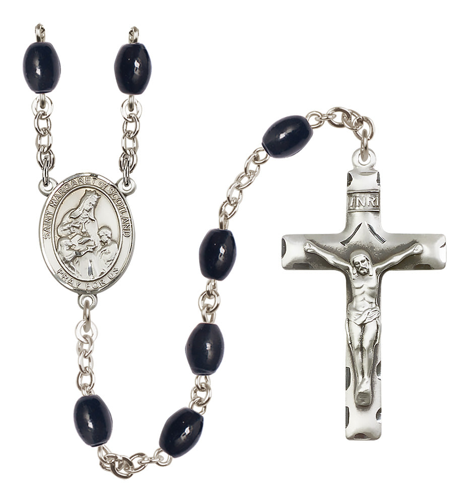 St. Margaret of Scotland Rosary - 8x6mm Black Onyx beads - 8407