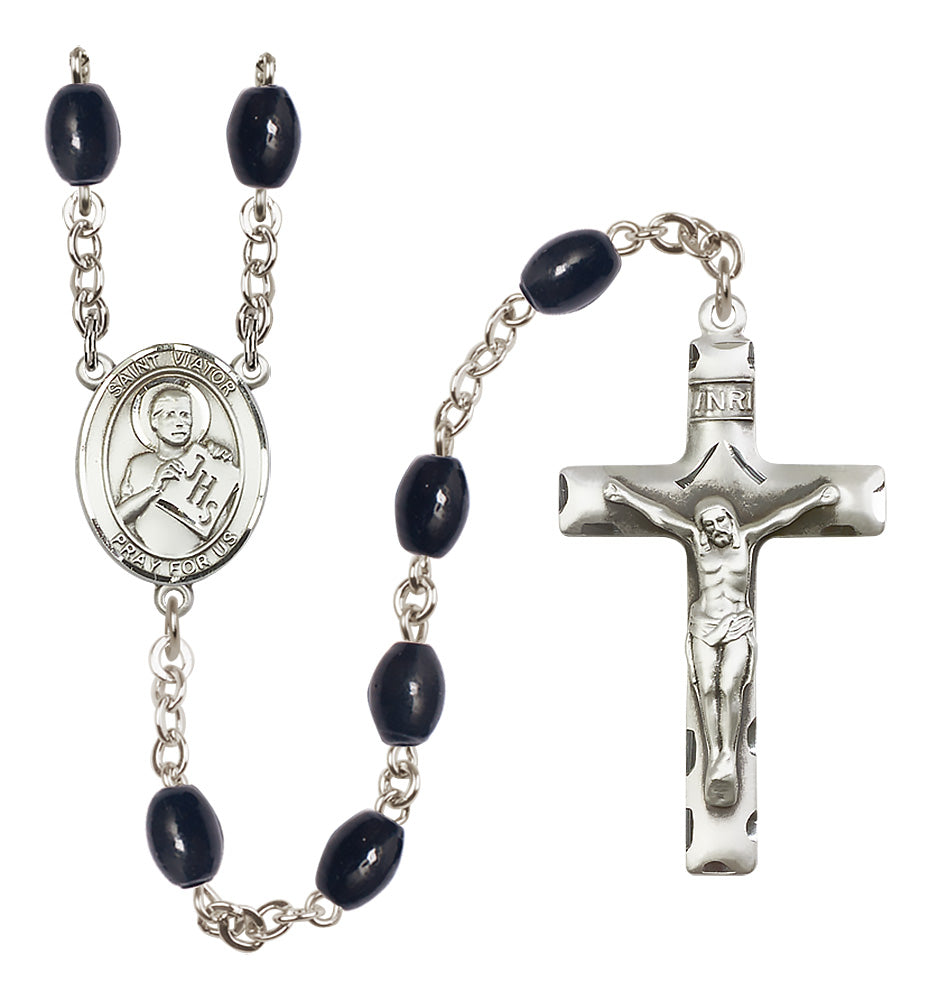 St. Viator of Bergamo Rosary - 8x6mm Black Onyx beads - 8408