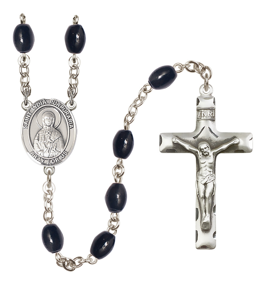 St. Lydia Purpuraria Rosary - 8x6mm Black Onyx beads - 8411