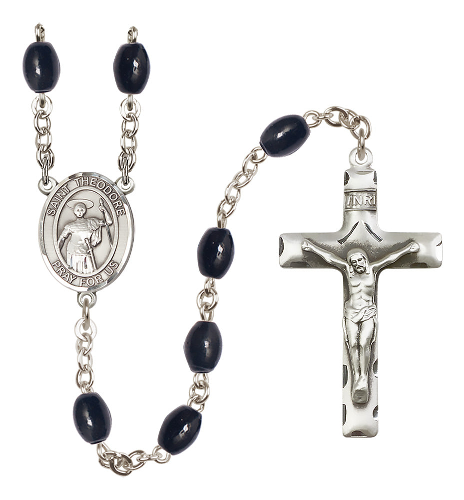 St. Theodore Stratelates Rosary - 8x6mm Black Onyx beads - 8415