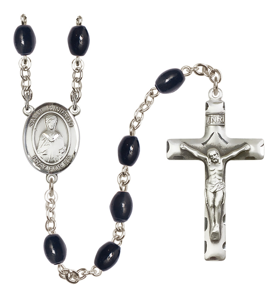 St. Winifred of Wales Rosary - 8x6mm Black Onyx beads - 8419