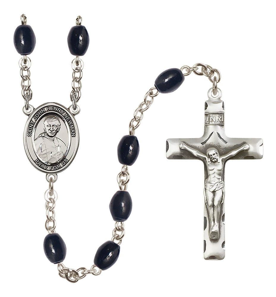 Blessed John Henry Newman Rosary - 8x6mm Black Onyx beads - 8423
