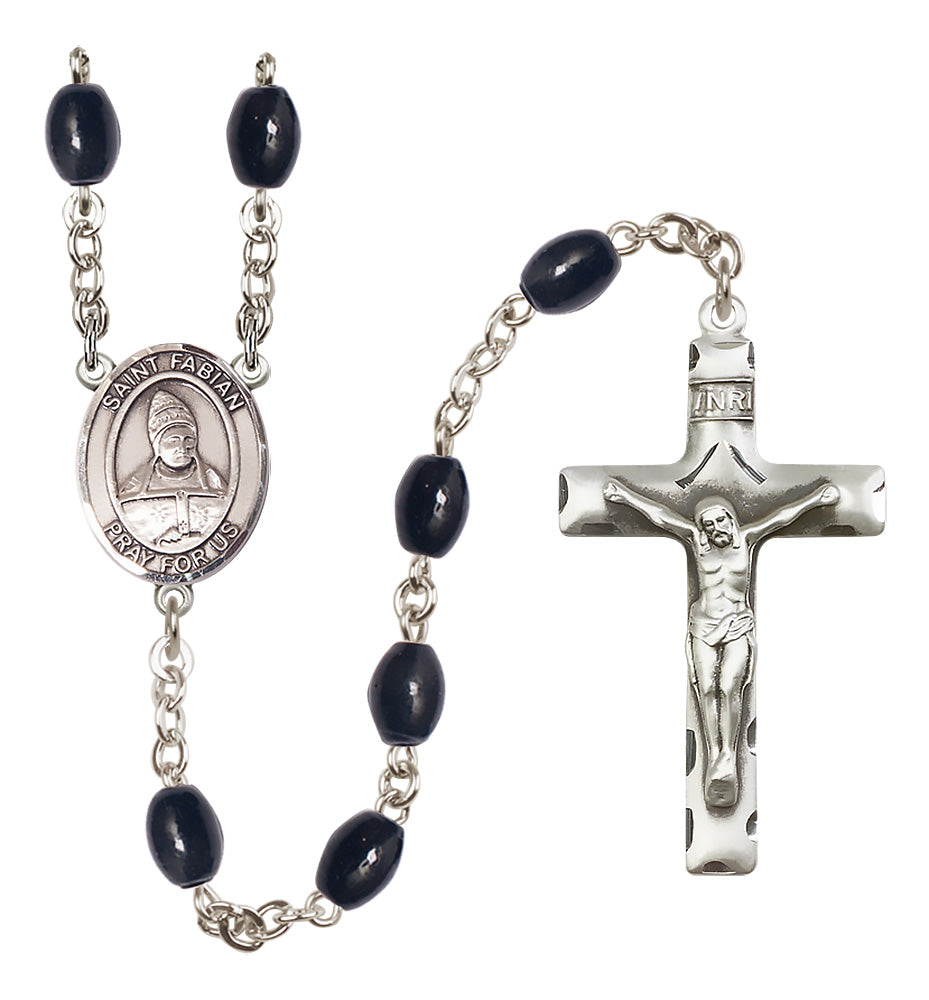 St. Fabian Rosary - 8x6mm Black Onyx beads - 8427