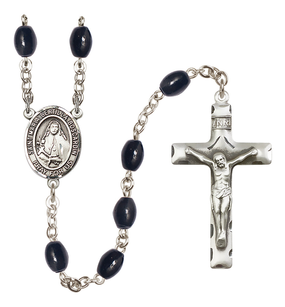 St. Maria Bertilla Boscardin Rosary - 8x6mm Black Onyx beads - 8428