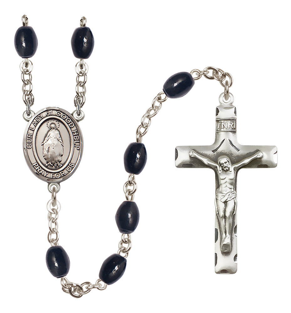 O/L of Good Help Rosary - 8x6mm Black Onyx beads - 8431