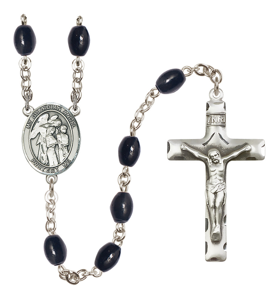 Guardian Angel Rosary - 8x6mm Black Onyx beads - 8439