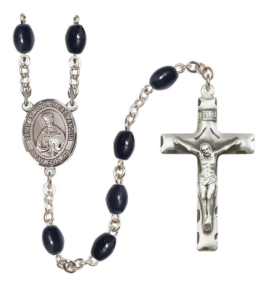 St. Edmund of East Anglia Rosary - 8x6mm Black Onyx beads - 8445
