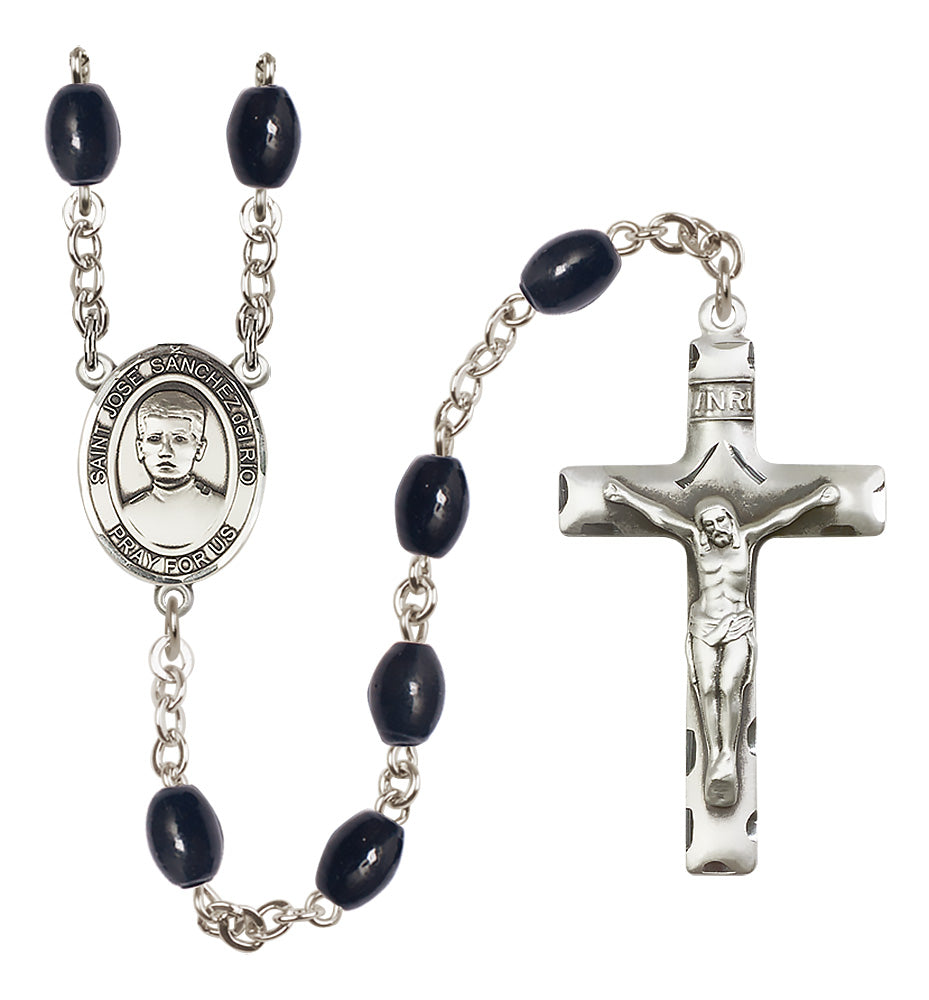 Blessed Jose Canchez del Rio Rosary - 8x6mm Black Onyx beads - 8446