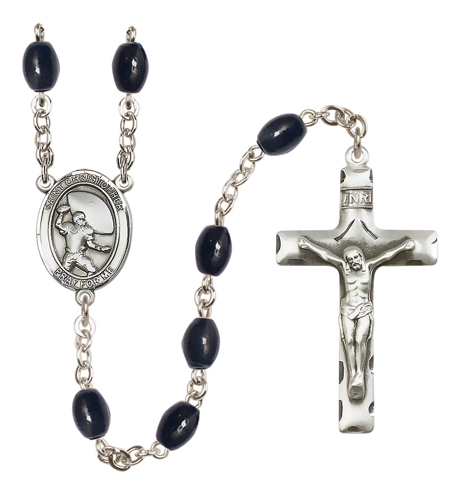 Football Rosary - 8x6mm Black Onyx beads - 8501