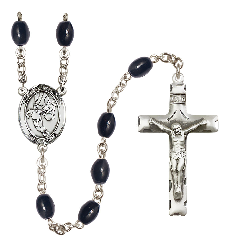 Basketball Rosary - 8x6mm Black Onyx beads - 8502
