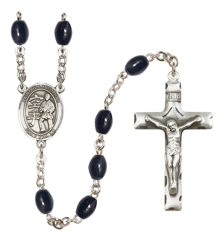 Karate Rosary - 8x6mm Black Onyx beads - 8515