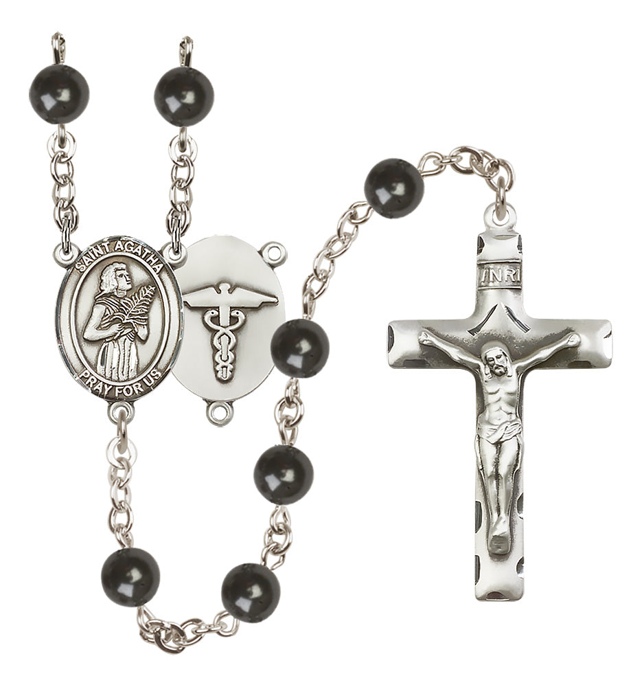 Nurses Rosary - 7mm Black Onyx beads - 8003S9