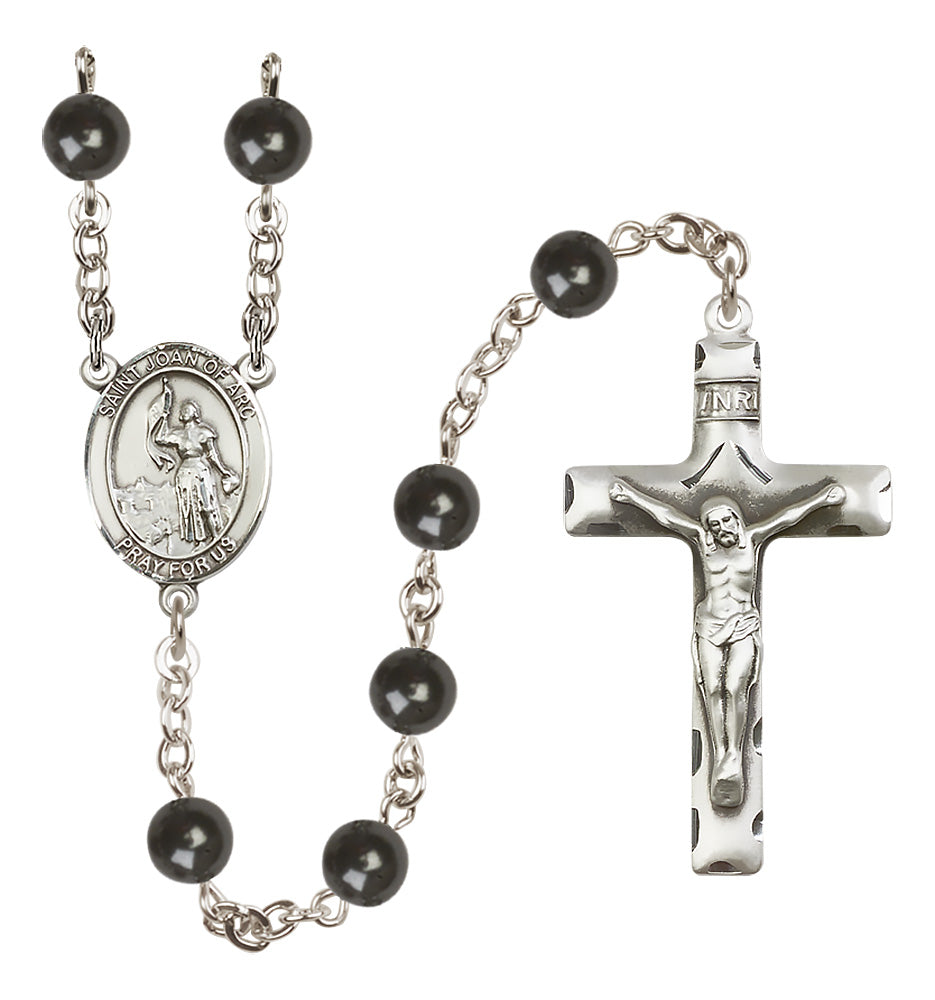 St. Joan of Arc Rosary - 7mm Black Onyx beads - 8053