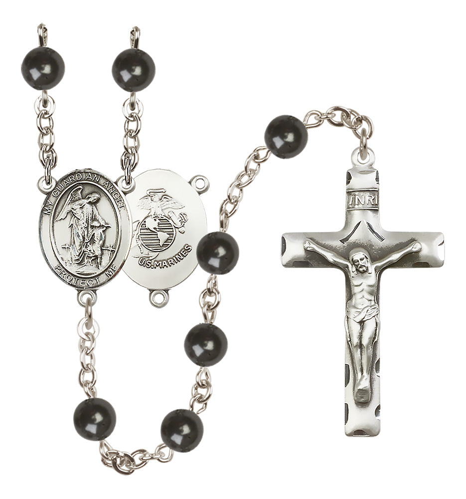 Marines Rosary - 7mm Black Onyx beads - 8118S4