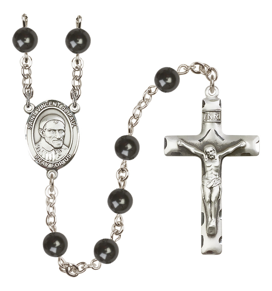 St. Vincent de Paul Rosary - 7mm Black Onyx beads - 8134
