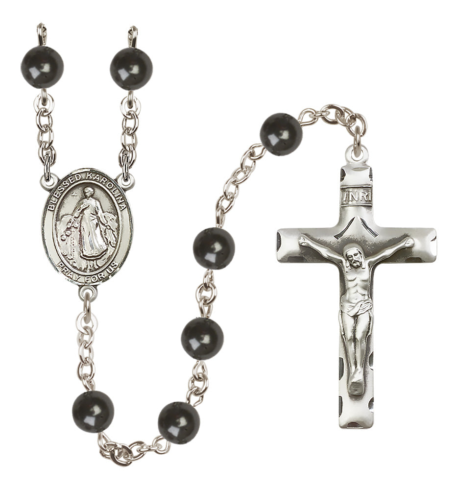 Blessed Karolina Kozkowna Rosary - 7mm Black Onyx beads - 8283