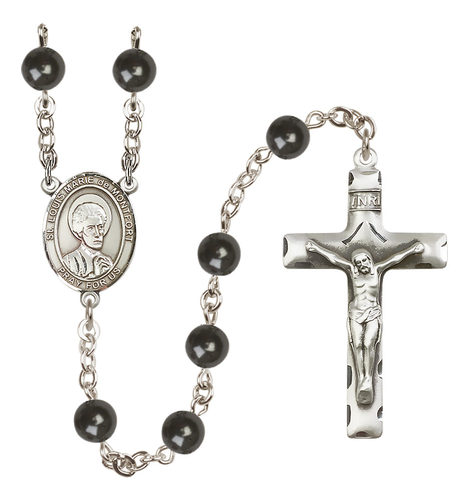 St. Louis Marie de Montfort Rosary - 7mm Black Onyx beads - 8330