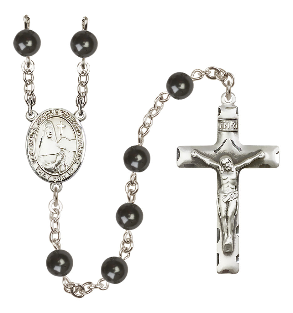 St. Jeanne Chezard de Matel Rosary - 7mm Black Onyx beads - 8401