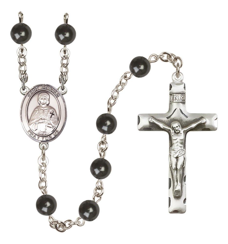St. Gerald Rosary - 7mm Black Onyx beads - 8404