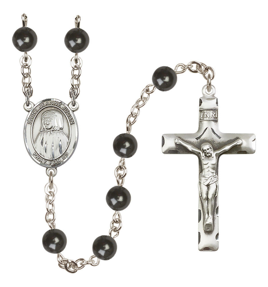 St. Jeanne Jugan Rosary - 7mm Black Onyx beads - 8409