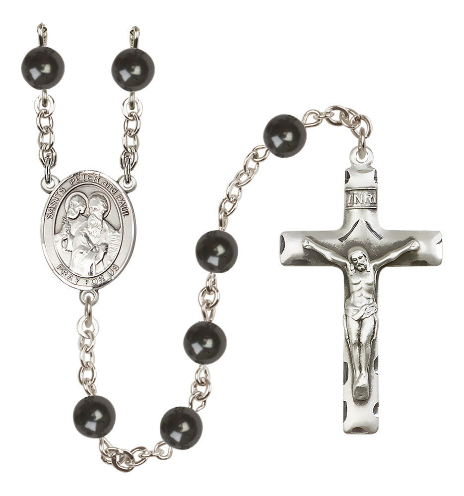 Sts. Peter & Paul Rosary - 7mm Black Onyx beads - 8410