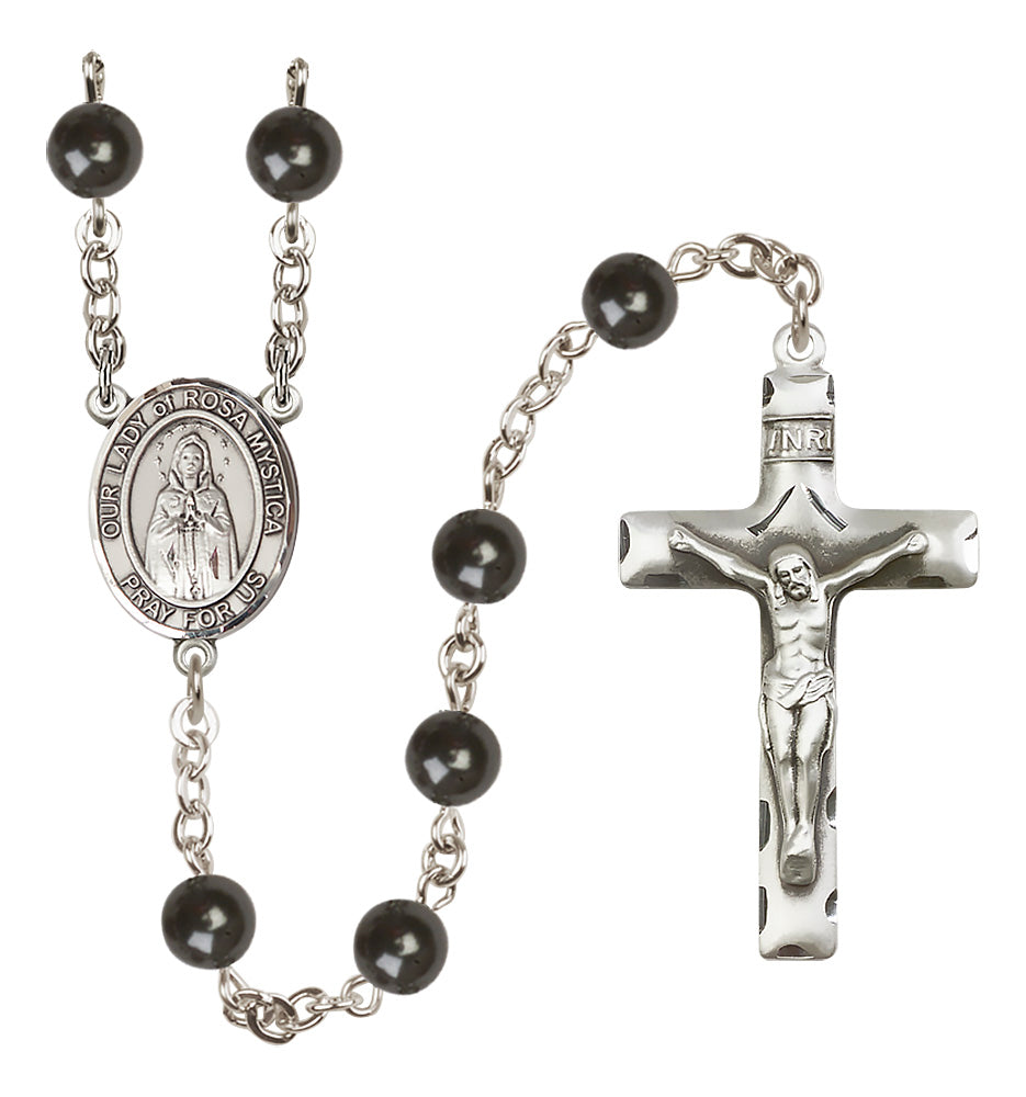 O/L of Rosa Mystica Rosary - 7mm Black Onyx beads - 8413
